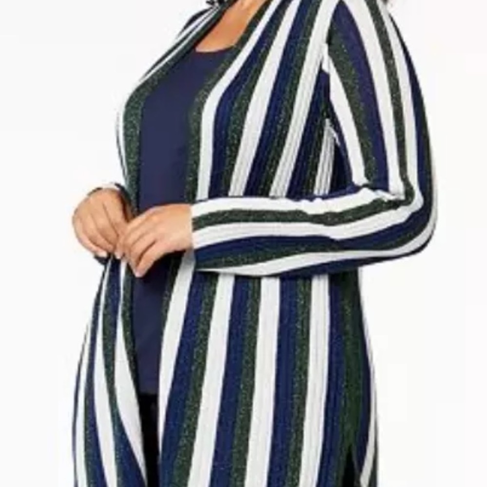 INC InternationalConcepts Striped Metallic Sweater